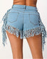 Slide Tassel Eipped Denim Short