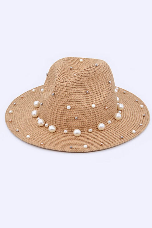 Pearl Accent Straw Panama Hat