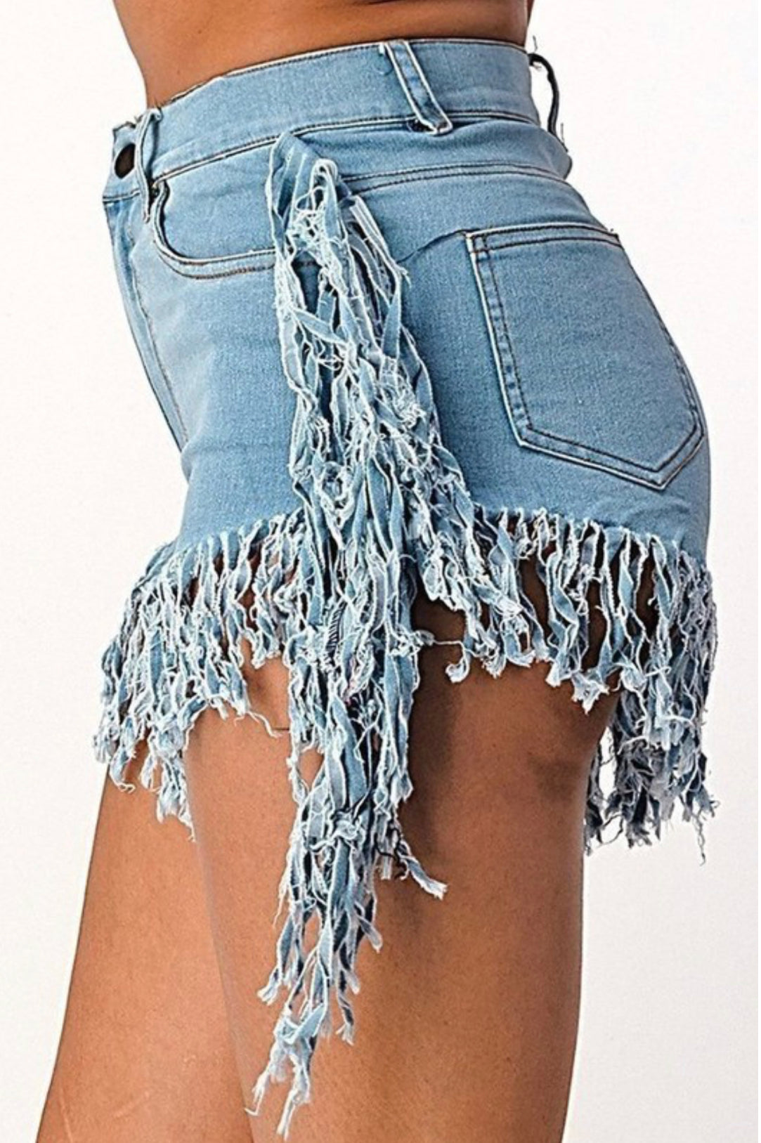 Slide Tassel Eipped Denim Short