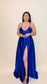 Royal Blue Spaghetti Zigzag Tie Evening Gown