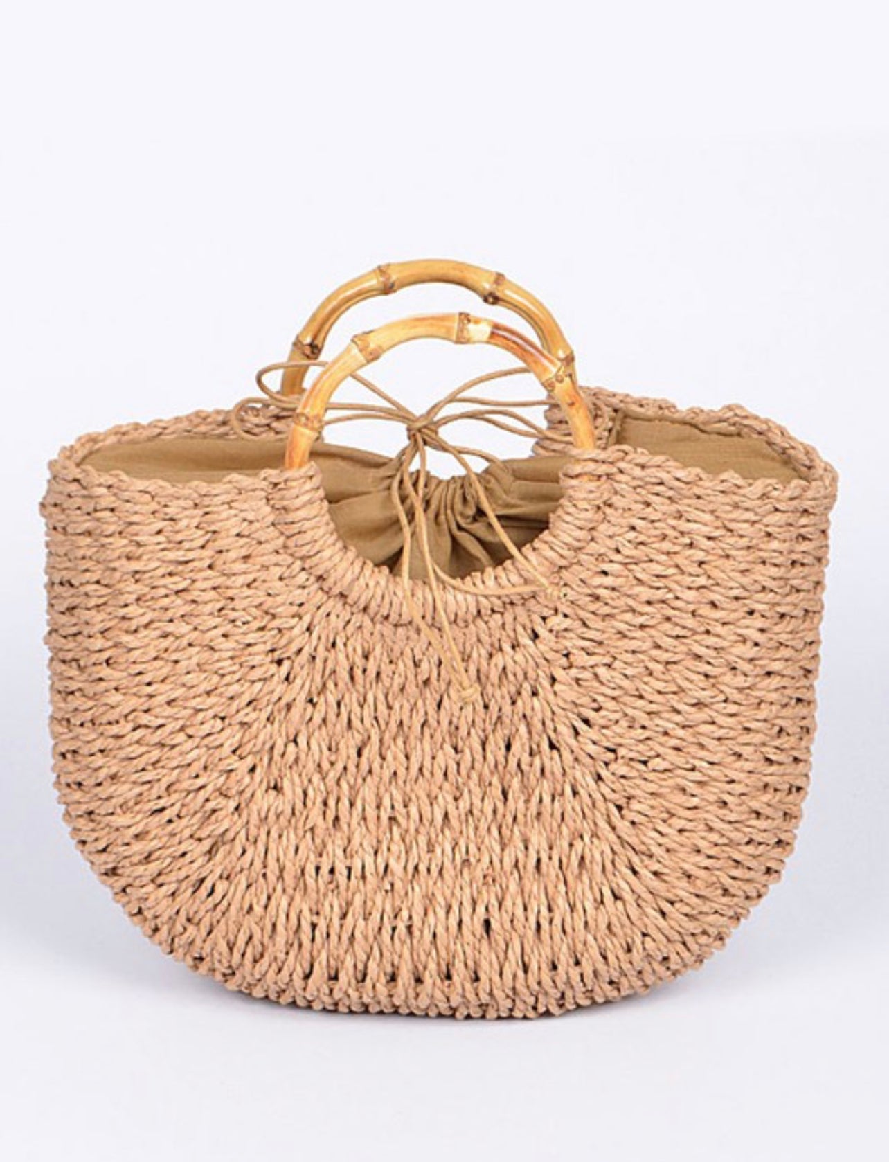 Bamboo Handle Basket Bag