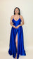 Royal Blue Spaghetti Zigzag Tie Evening Gown