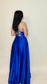 Royal Blue Spaghetti Zigzag Tie Evening Gown